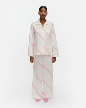 Marimekko Arvoituksia Basso Pyjama Trousers – Off-White / Light Pink
