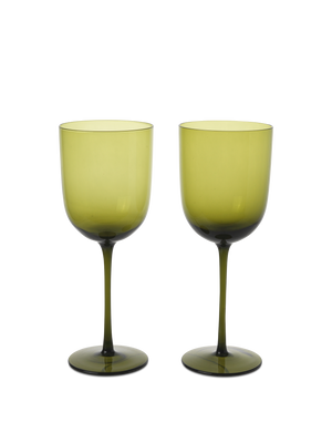 ferm LIVING Host Red Wine Glasses – Set of 2 – Moss Green