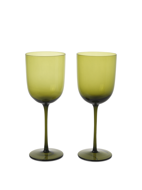 ferm LIVING Host Red Wine Glasses – Set of 2 – Moss Green