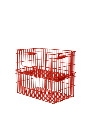 ferm LIVING Cala Open Stackable Basket H13 cm – Set of 2 – Poppy Red