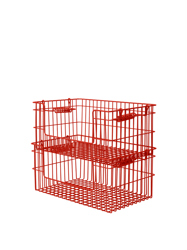 ferm LIVING Cala Open Stackable Basket H13 cm – Set of 2 – Poppy Red