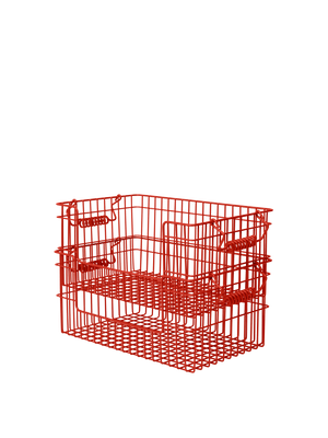 ferm LIVING Cala Open Stackable Basket H13 cm – Set of 2 – Poppy Red
