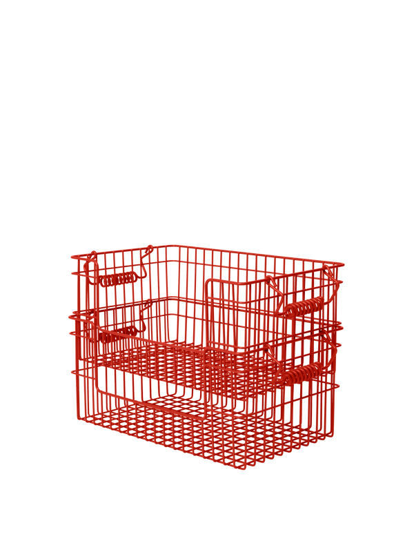ferm LIVING Cala Open Stackable Basket H13 cm – Set of 2 – Poppy Red