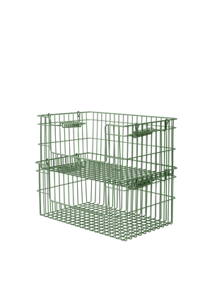 ferm LIVING Cala Open Stackable Basket H13 cm – Set of 2 – Verdant Green