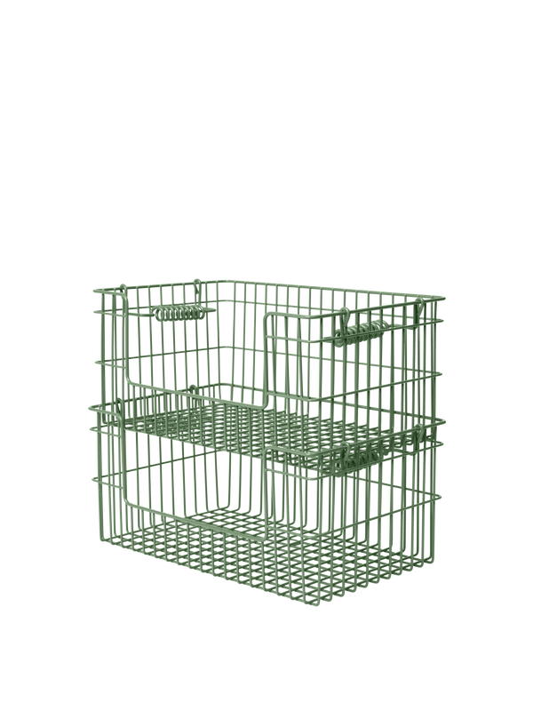 ferm LIVING Cala Open Stackable Basket H13 cm – Set of 2 – Verdant Green