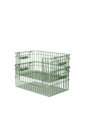 ferm LIVING Cala Open Stackable Basket H13 cm – Set of 2 – Verdant Green