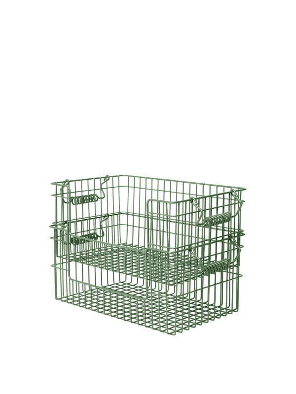 ferm LIVING Cala Open Stackable Basket H13 cm – Set of 2 – Verdant Green