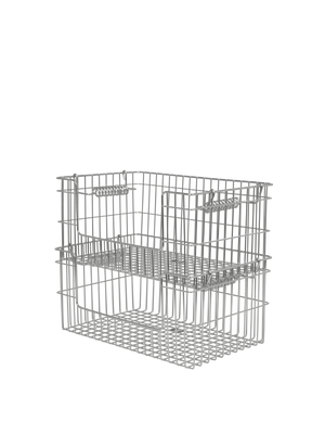 ferm LIVING Cala Open Stackable Basket H13 cm – Set of 2 – Stainless Steel