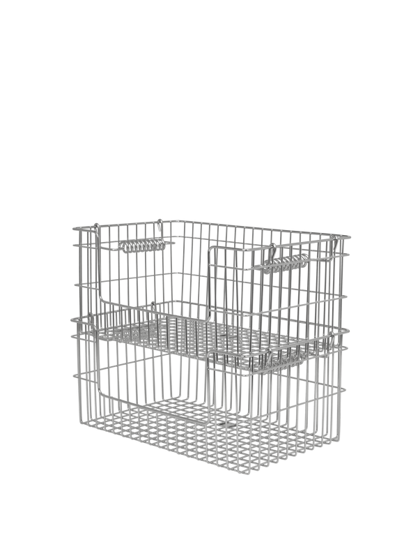 ferm LIVING Cala Open Stackable Basket H13 cm – Set of 2 – Stainless Steel