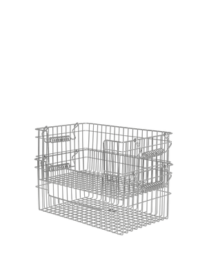ferm LIVING Cala Open Stackable Basket H13 cm – Set of 2 – Stainless Steel