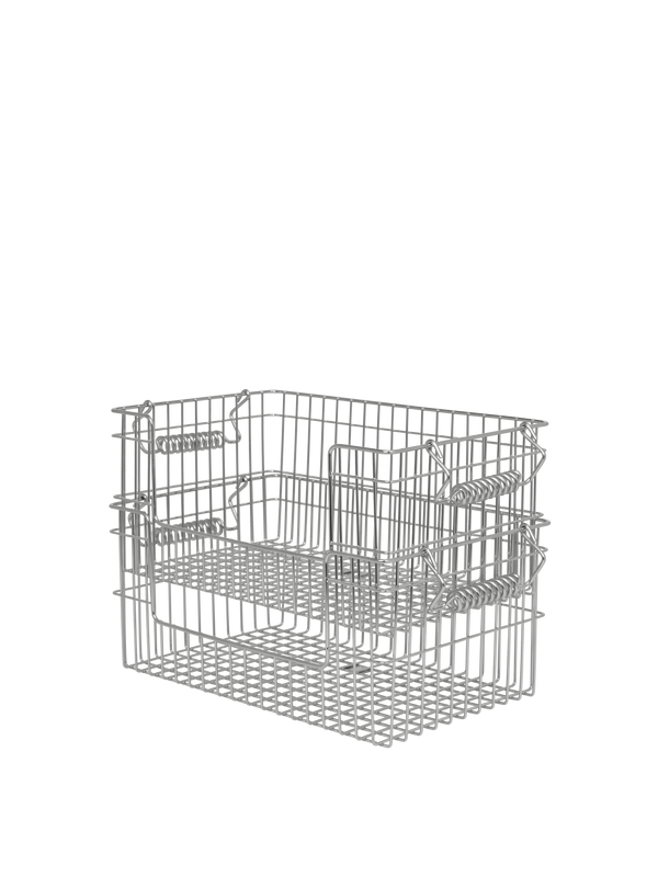 ferm LIVING Cala Open Stackable Basket H13 cm – Set of 2 – Stainless Steel