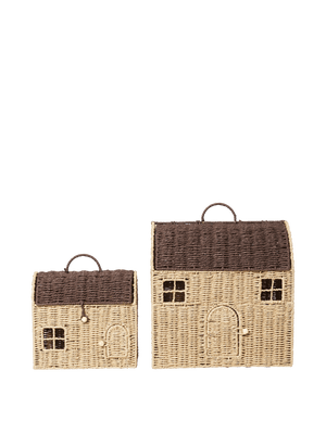 ferm LIVING Casu Storage Houses – Set of 2 – Natural / Dark Brown