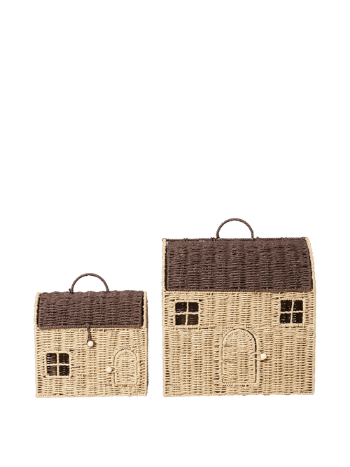 ferm LIVING Casu Storage Houses – Set of 2 – Natural / Dark Brown