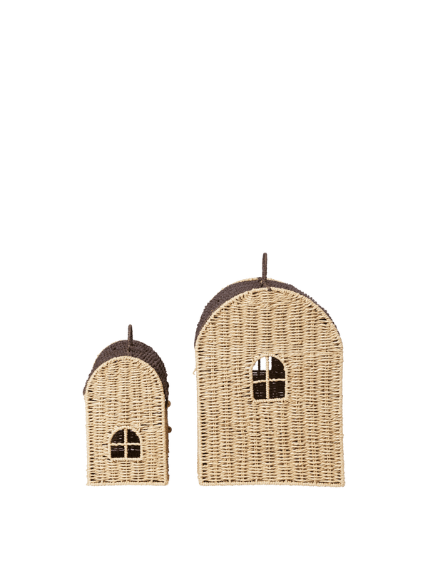 ferm LIVING Casu Storage Houses – Set of 2 – Natural / Dark Brown