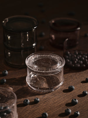 ferm LIVING Boya Stackable Containers Ø10.5 – Set of 2 – Clear with Bubbles