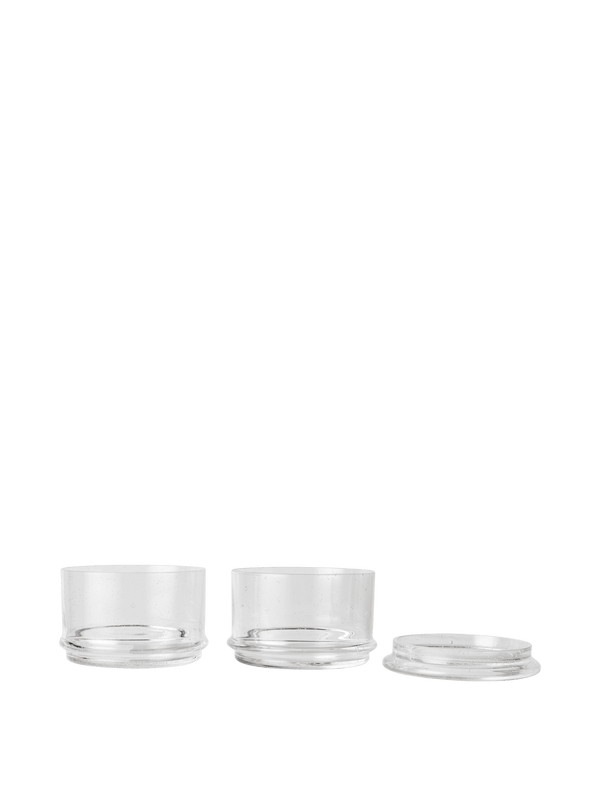 ferm LIVING Boya Stackable Containers Ø10.5 – Set of 2 – Clear with Bubbles