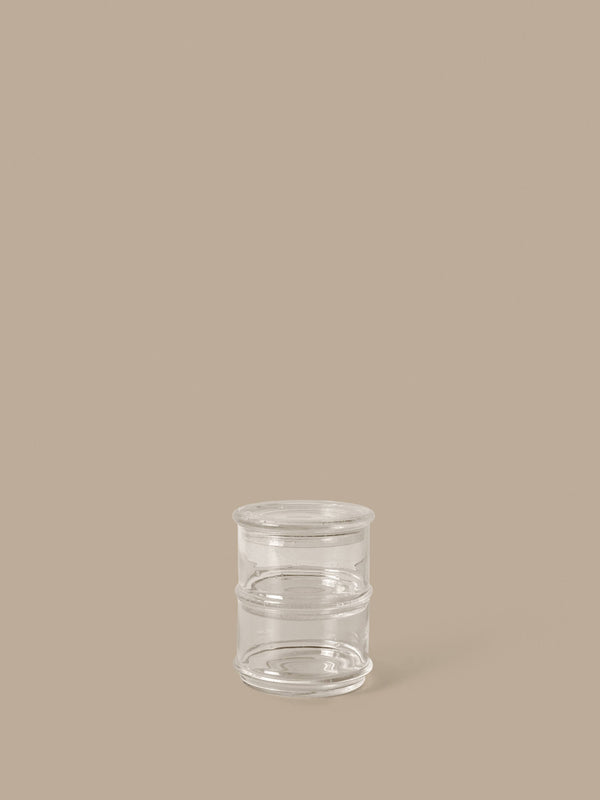 ferm LIVING Boya Stackable Containers Ø10.5 – Set of 2 – Clear with Bubbles