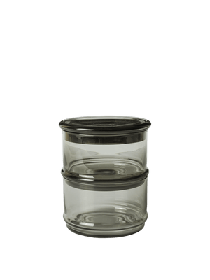 ferm LIVING Boya Stackable Containers Ø10.5 – Set of 2 – Smoked Grey