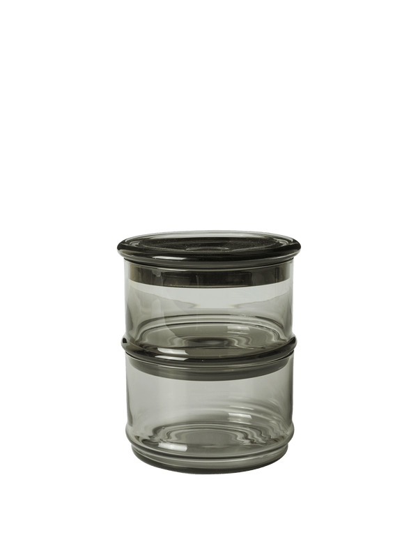 ferm LIVING Boya Stackable Containers Ø10.5 – Set of 2 – Smoked Grey