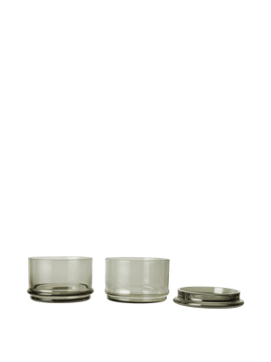 ferm LIVING Boya Stackable Containers Ø10.5 – Set of 2 – Smoked Grey