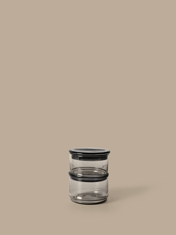 ferm LIVING Boya Stackable Containers Ø10.5 – Set of 2 – Smoked Grey