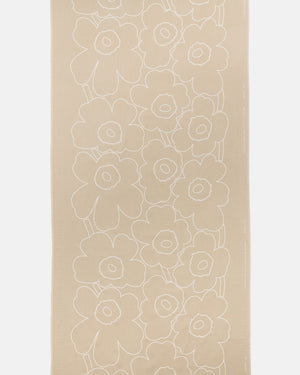 Marimekko Piirto Unikko Linen Fabric – Unbleached / White