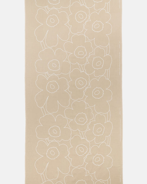 Marimekko Piirto Unikko Linen Fabric – Unbleached / White