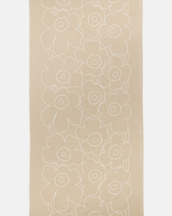 Marimekko Piirto Unikko Linen Fabric – Unbleached / White