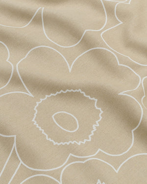 Marimekko Piirto Unikko Linen Fabric – Unbleached / White