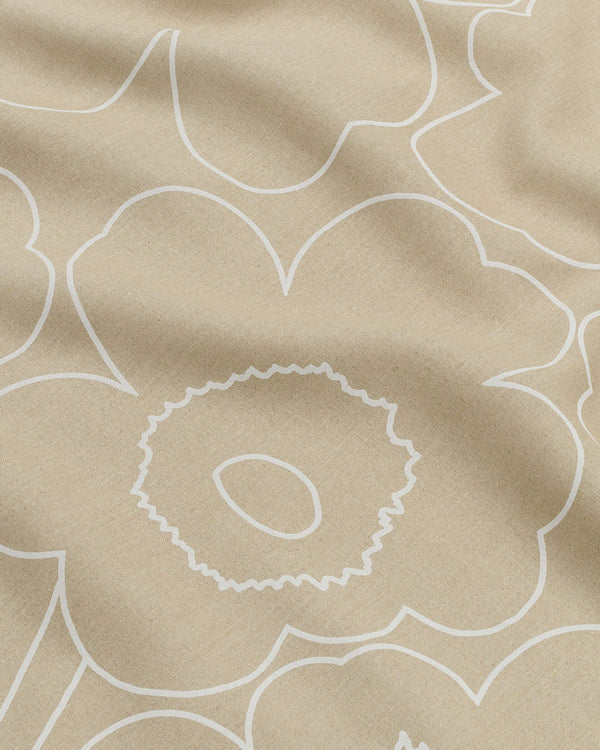 Marimekko Piirto Unikko Linen Fabric – Unbleached / White