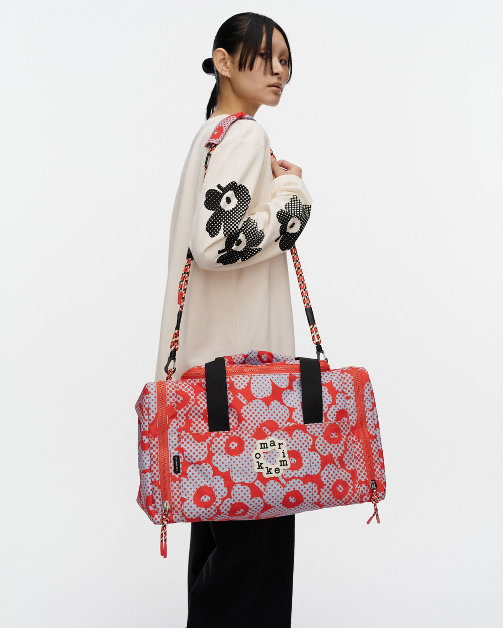 Marimekko Tsufe Unikko Kioski Bag Red / Light Blue