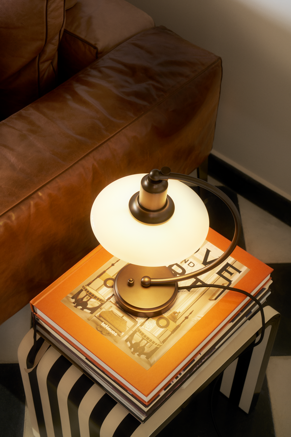 PH 2/2 Luna Aged Brass Opal Table Lamp
