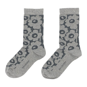 Marimekko Linjaus Unikko Melange Socks Grey / Light Grey