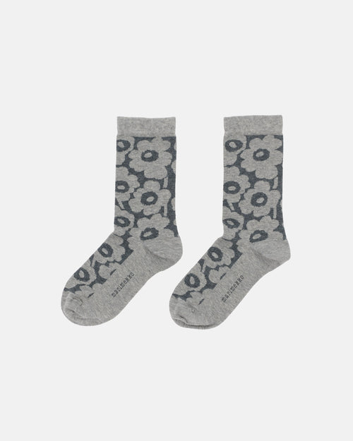 Marimekko Linjaus Unikko Melange Socks Grey / Light Grey