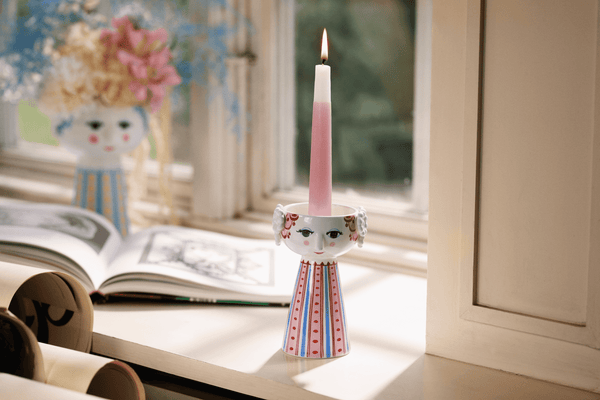 Eva Candle holder H14 cm dusty red