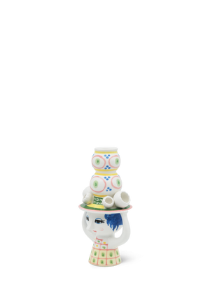 Lady with hat Candle holder H16 cm pink