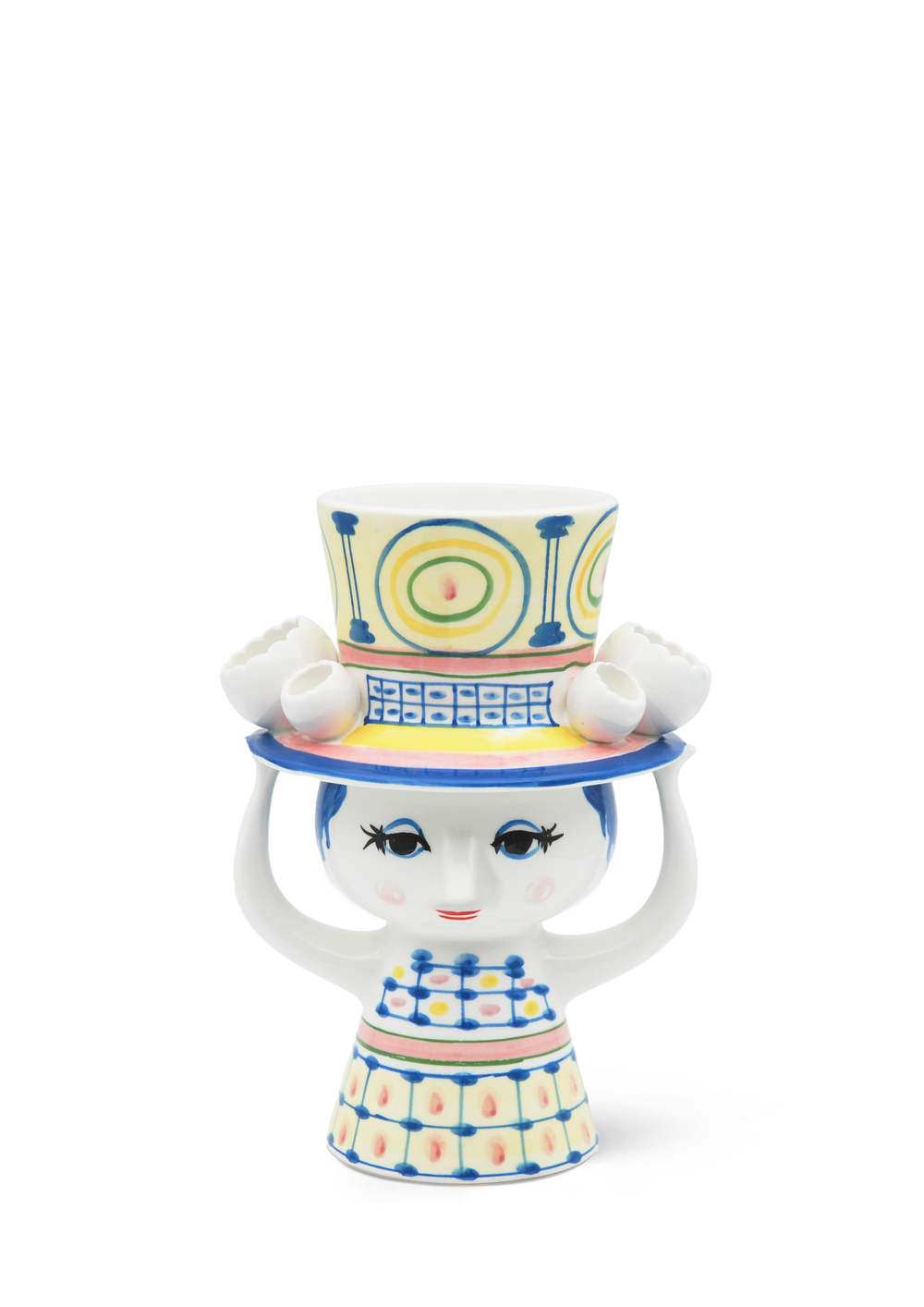 Lady with hat Vase H20.5 cm blue