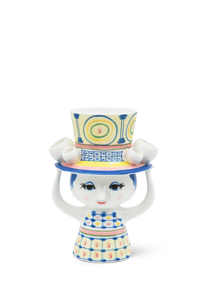 Lady with hat Vase H20.5 cm blue