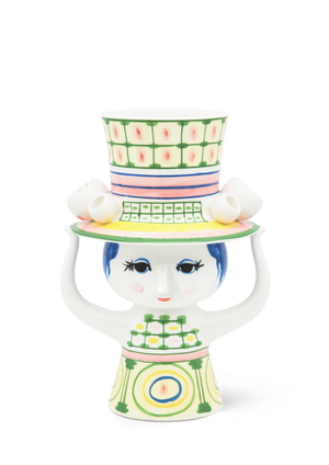 Lady with hat Vase H24.5 cm green
