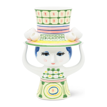 Lady with hat Vase H24.5 cm green