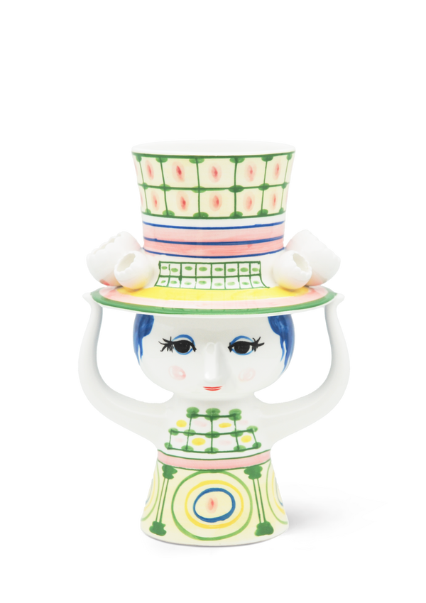 Lady with hat Vase H24.5 cm green