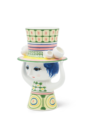 Lady with hat Vase H24.5 cm green