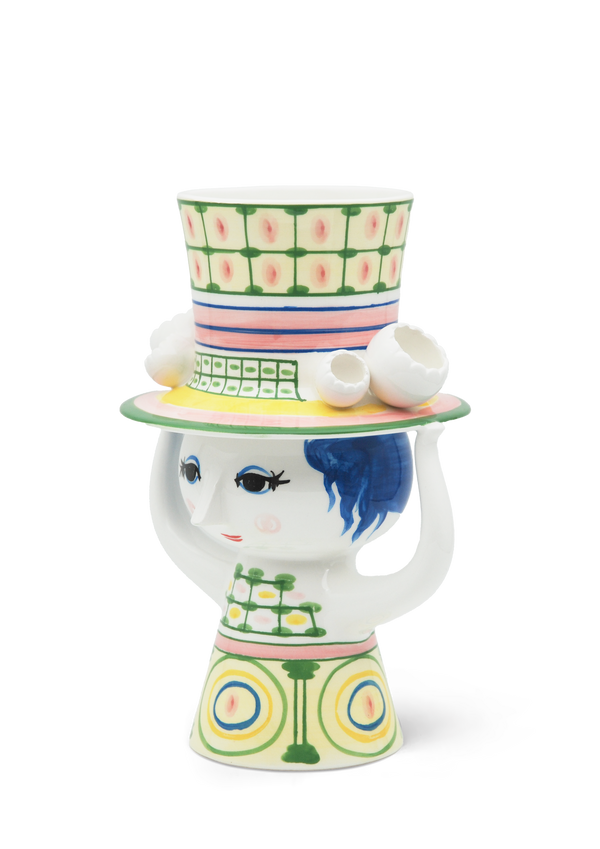 Lady with hat Vase H24.5 cm green