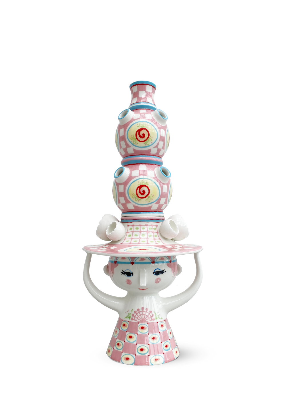 Lady with hat Vase H50 cm pink