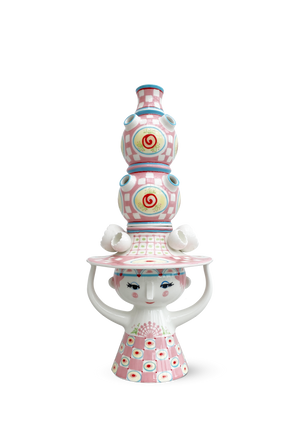 Lady with hat Vase H50 cm pink