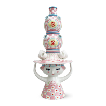 Lady with hat Vase H50 cm pink