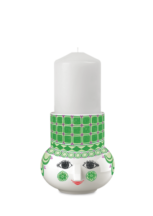 Olga Block candle holder H12 green