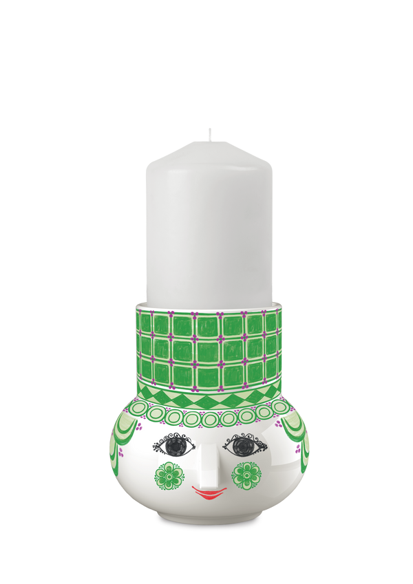 Olga Block candle holder H12 green