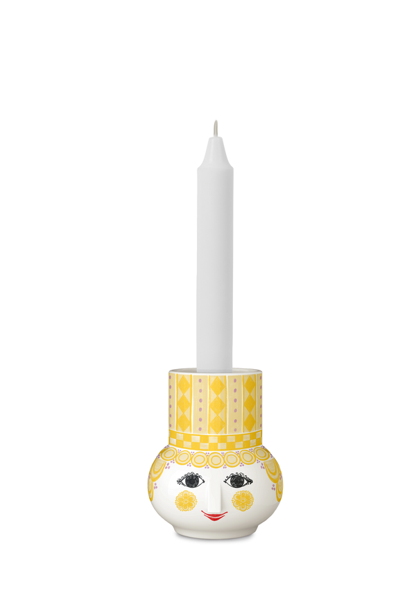 Olga Candle holder H9 cm yellow
