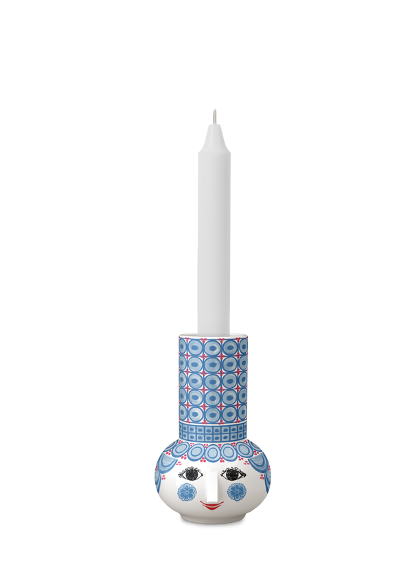 Olga Candle holder H14 cm light blue